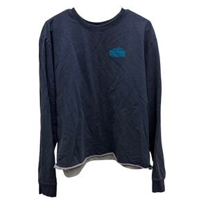 Patagonia Organic Cotton Crewneck Sweatshirt Womens Size XL Navy Raw Hem